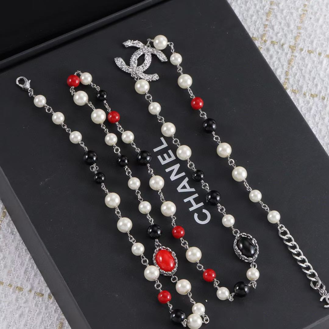 CHANE1 レッドジェムストーンパールネックレス【50％割引+送料無料】