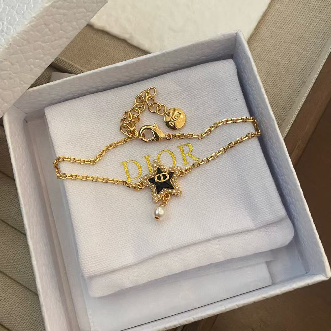 DI0R 五芒星パールブレスレット+ネックレス 2点セット【50％割引+送料無料】