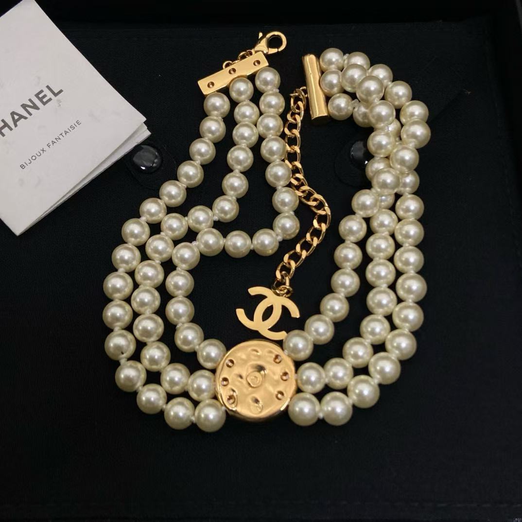 CHANE1 三層パールネックレス【50％割引+送料無料】