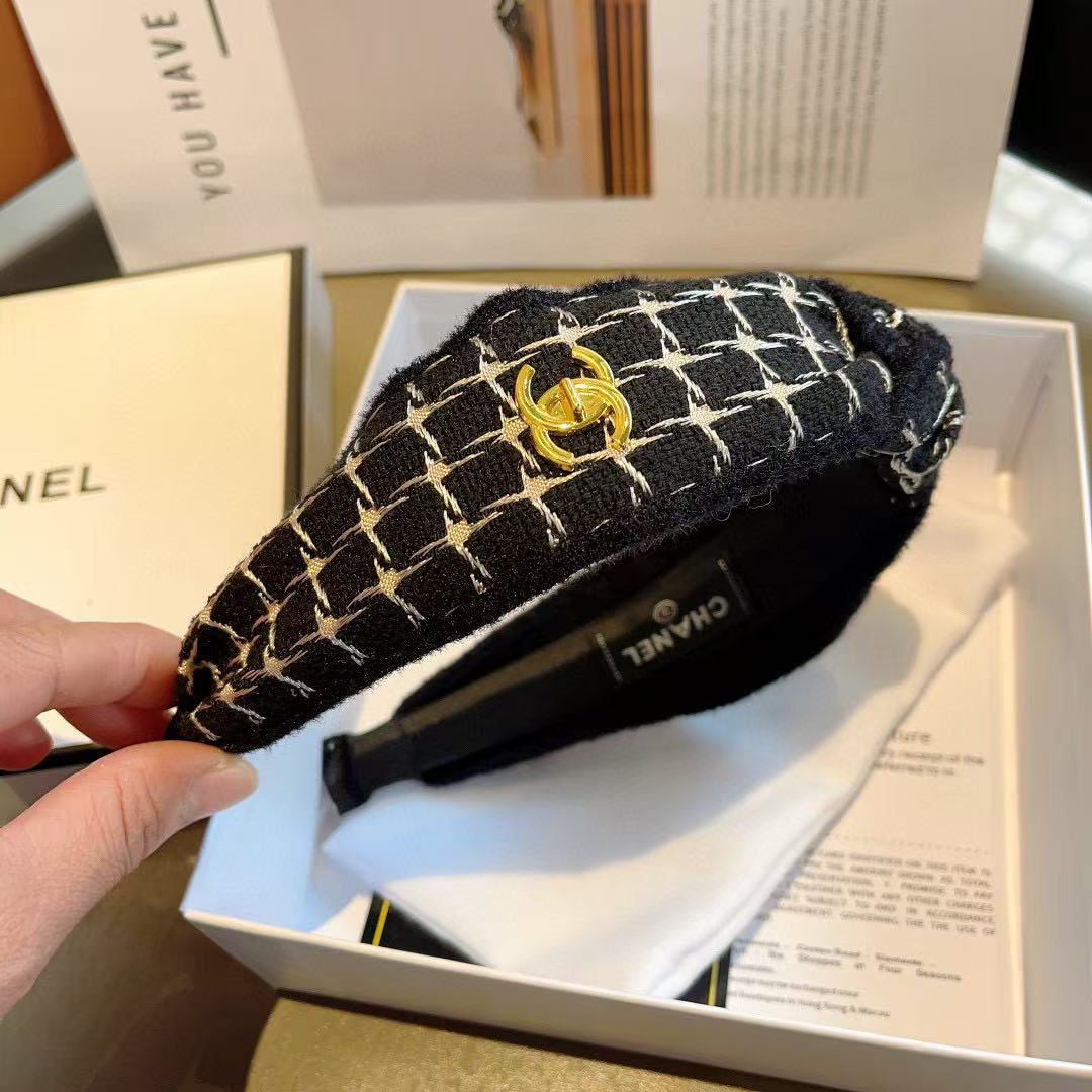 CHANE1 チェック柄ウールヘッドバンド【50％割引+送料無料】