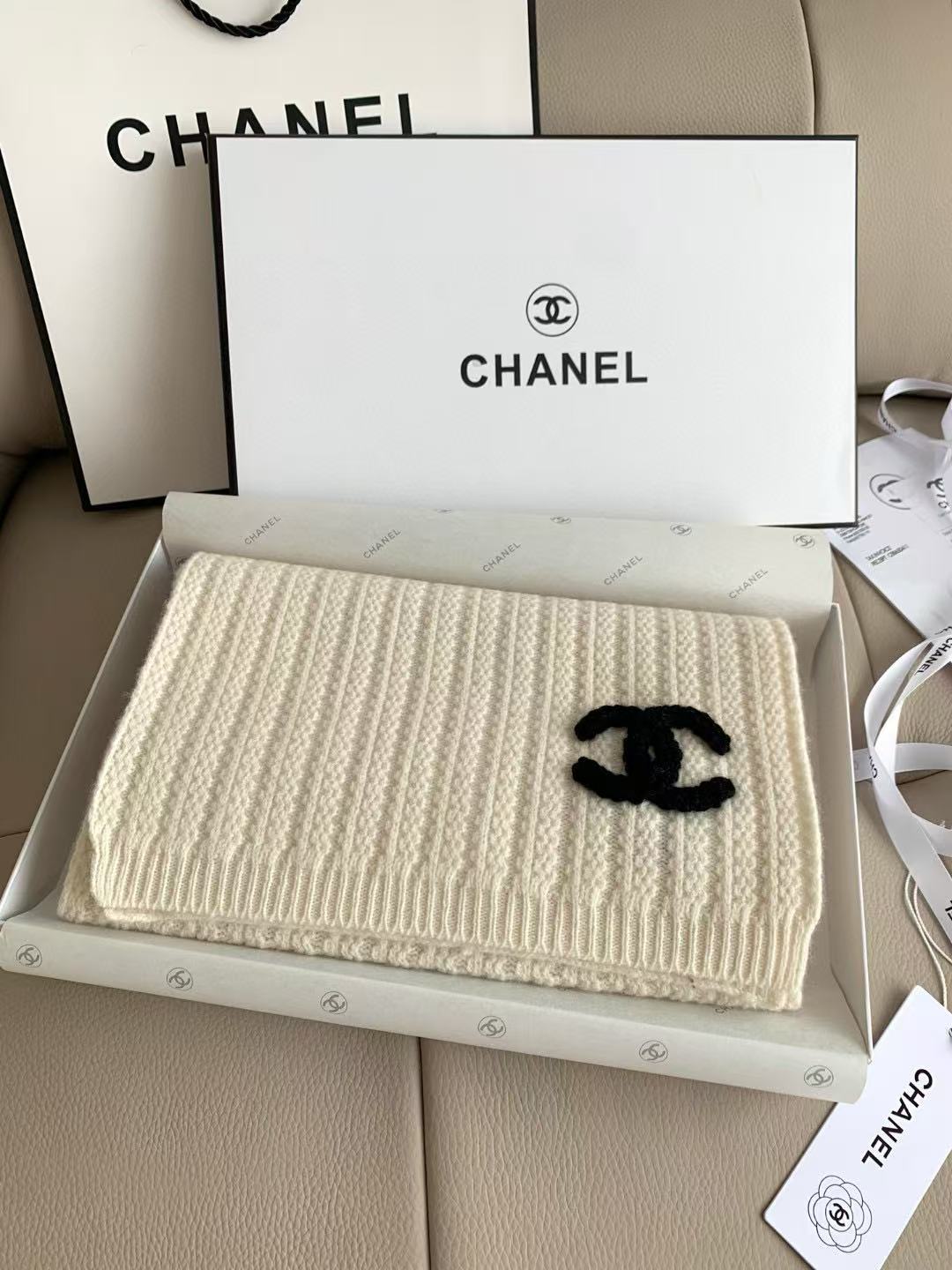 CHANE1 シンプルロゴウールマフラー【50％割引+送料無料】