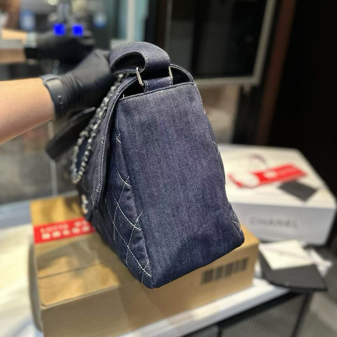CHANE1 チェーンデニムショルダーバッグ【50％割引+送料無料】