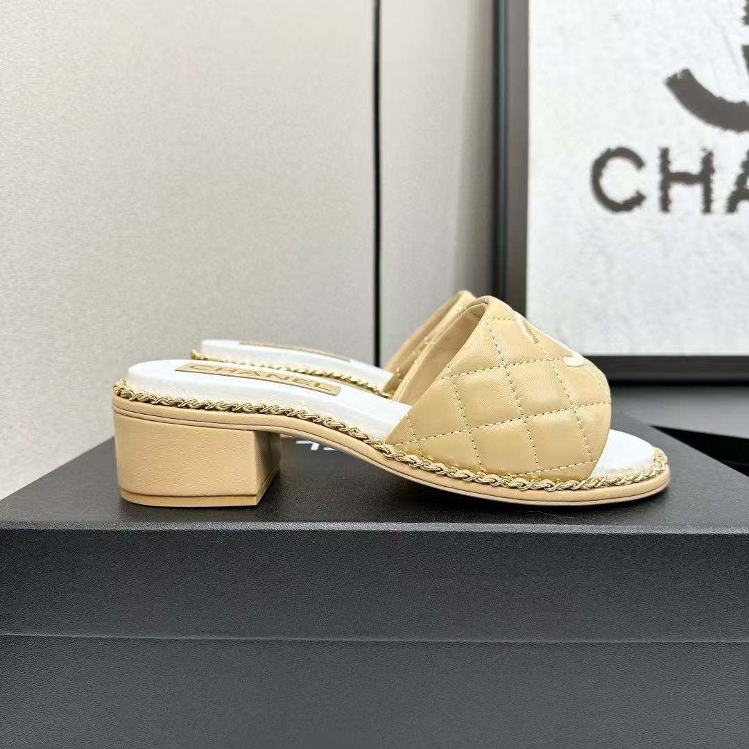 CHANE1 高品質ダブルCロゴシープスキンローヒール【50％割引+送料無料】