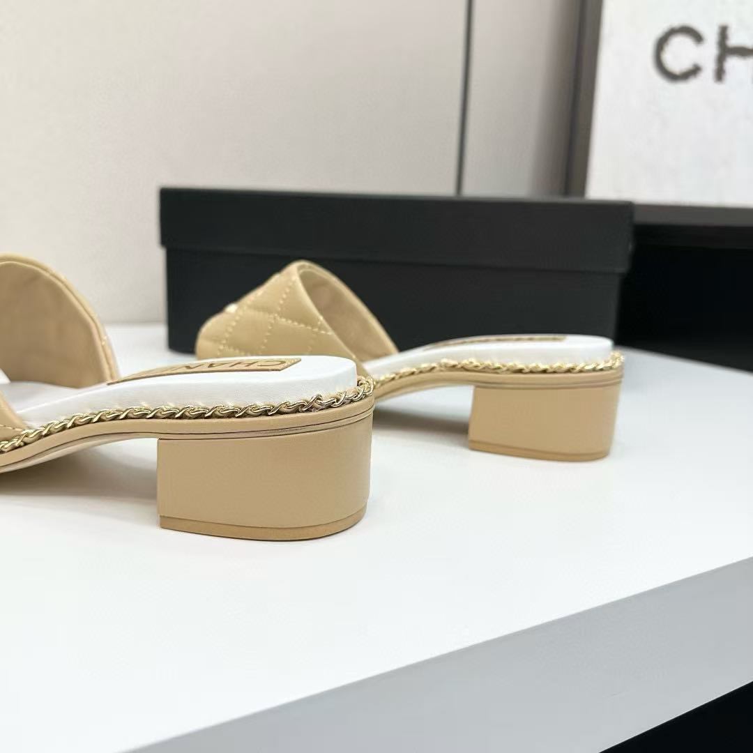 CHANE1 高品質ダブルCロゴシープスキンローヒール【50％割引+送料無料】