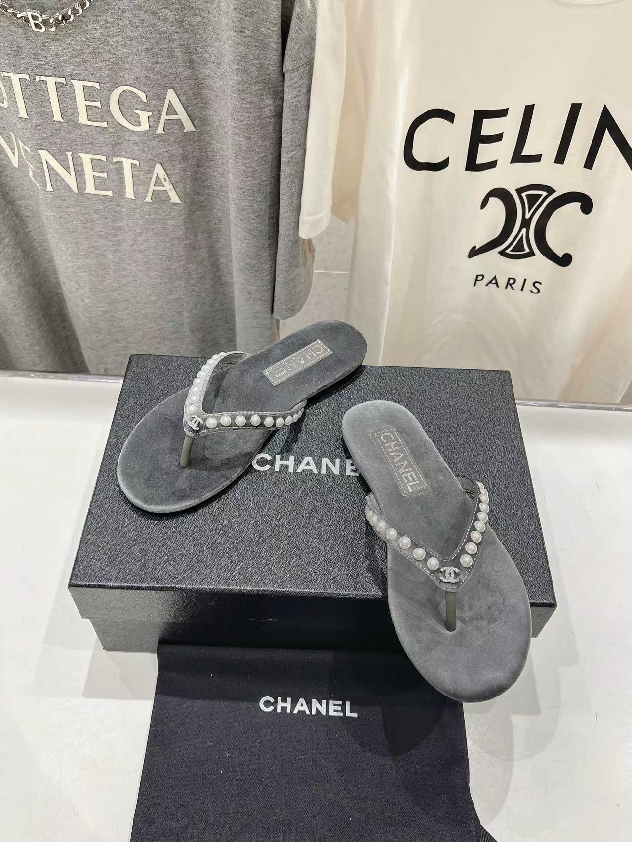 CHANE1 高品質ベルベットパールスリッパ【50%割引+送料無料】