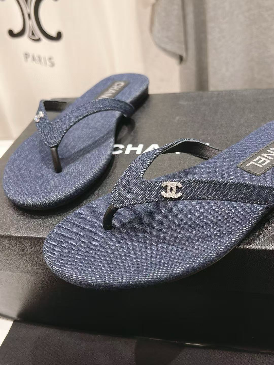 CHANE1 高品質シンプルシープスキンデニムビーチスリッパ【50％割引+送料無料】