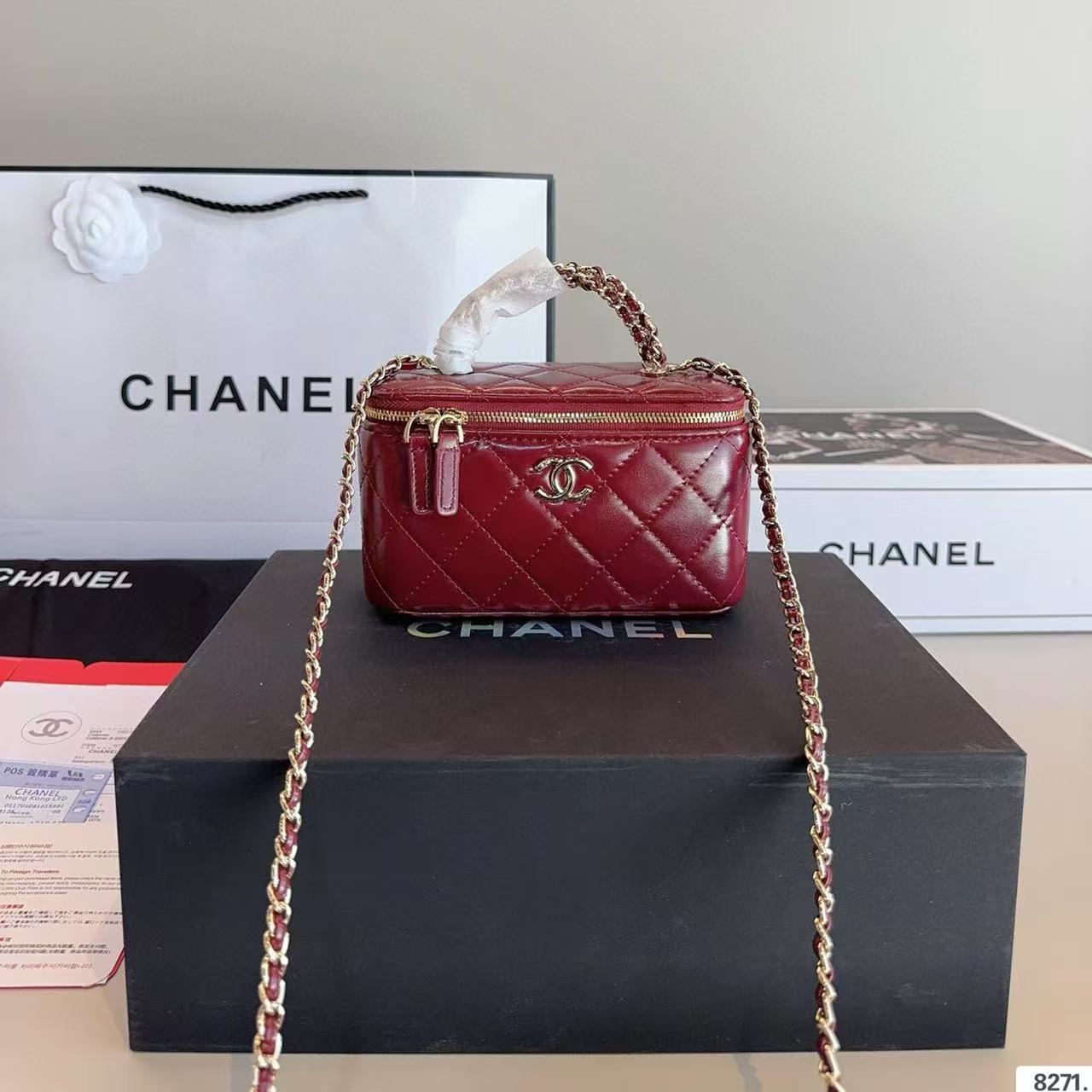 CHANE1 ボックスチェーン化粧ポーチ【50％割引+送料無料】
