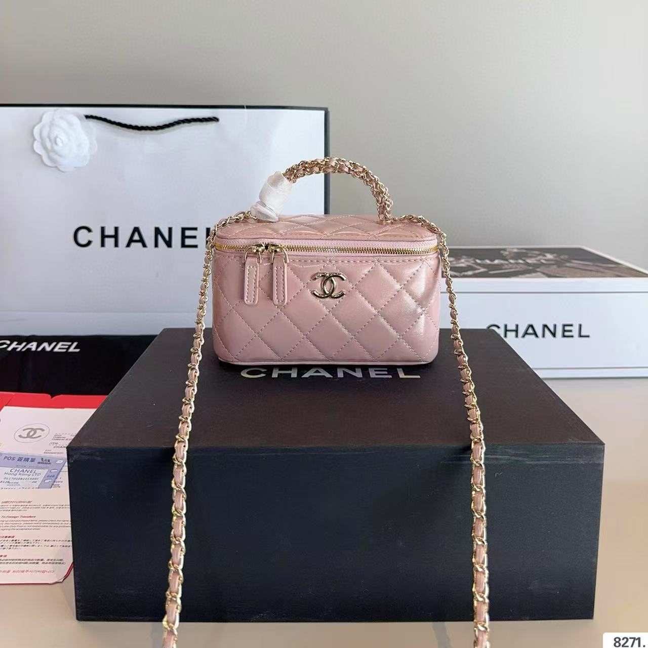 CHANE1 ボックスチェーン化粧ポーチ【50％割引+送料無料】