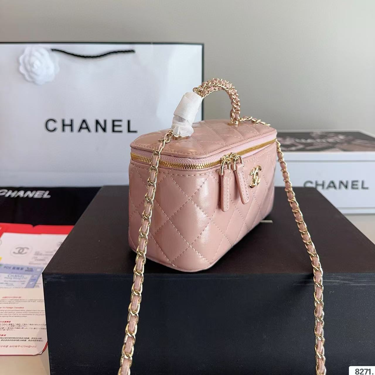 CHANE1 ボックスチェーン化粧ポーチ【50％割引+送料無料】