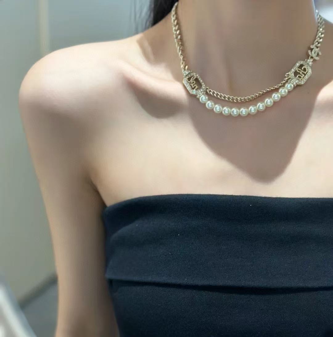 CHANE1 2層パールチェーンネックレス【50％割引+送料無料】