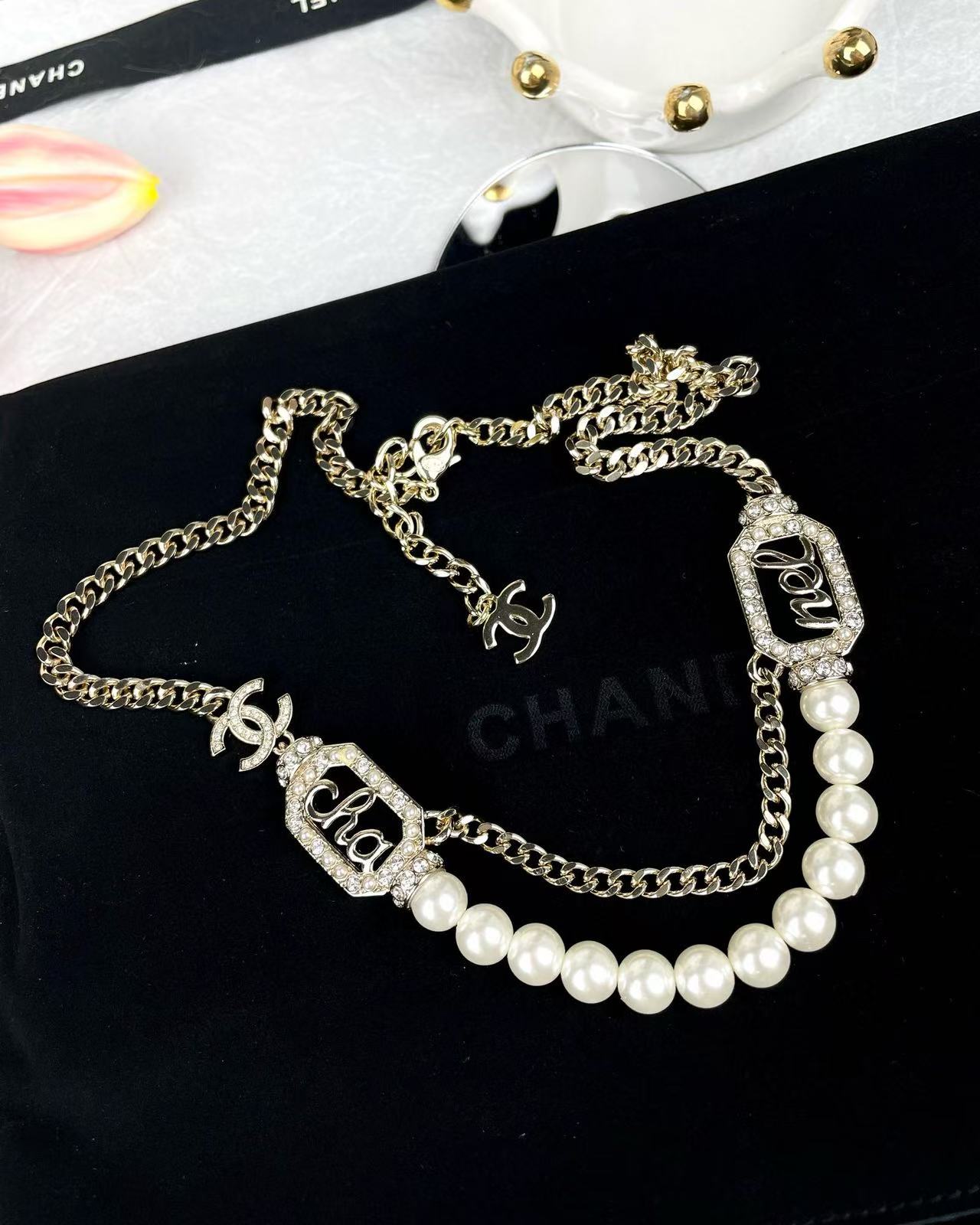 CHANE1 2層パールチェーンネックレス【50％割引+送料無料】