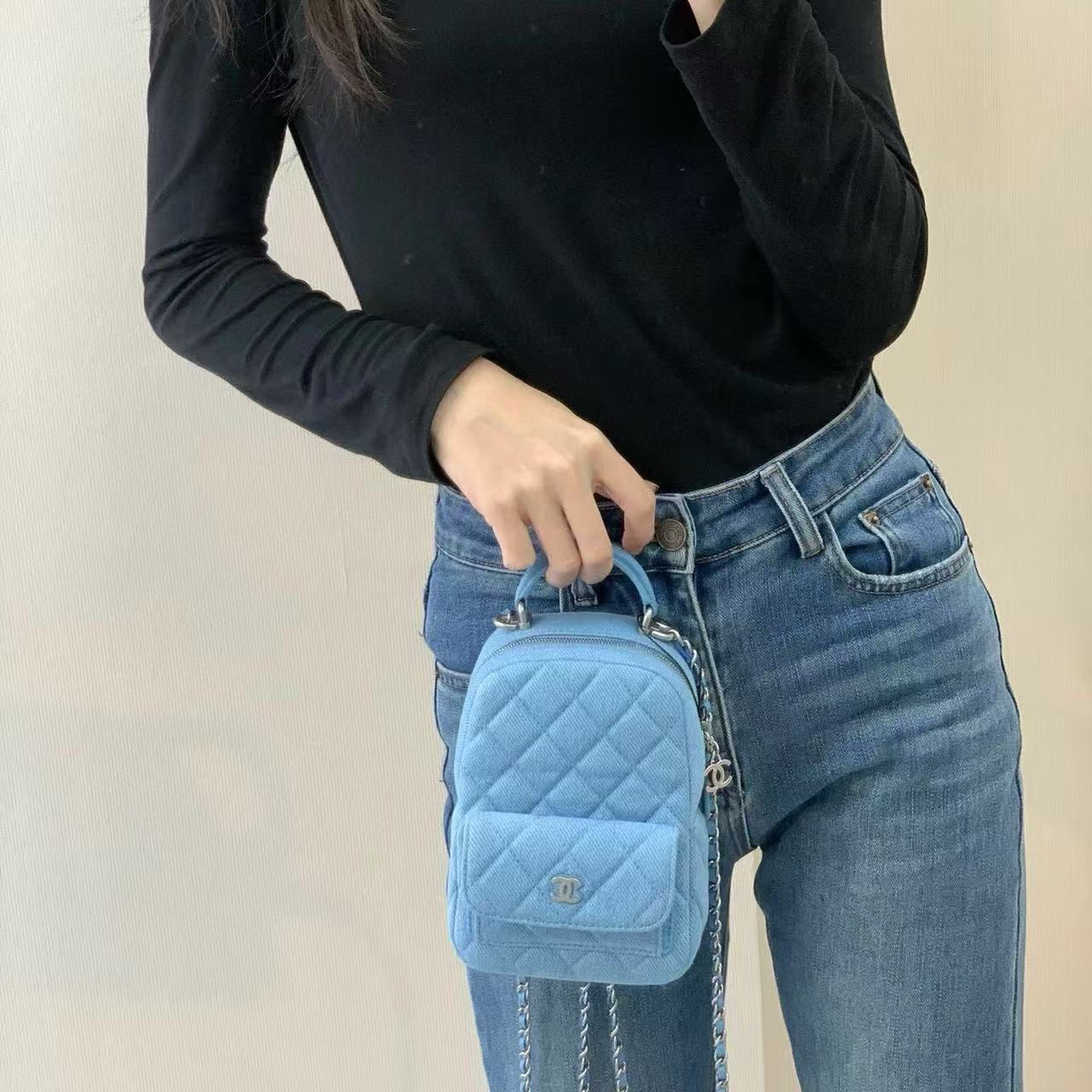 CHANE1 デニムチェーンバックパック【 50％割引+送料無料】