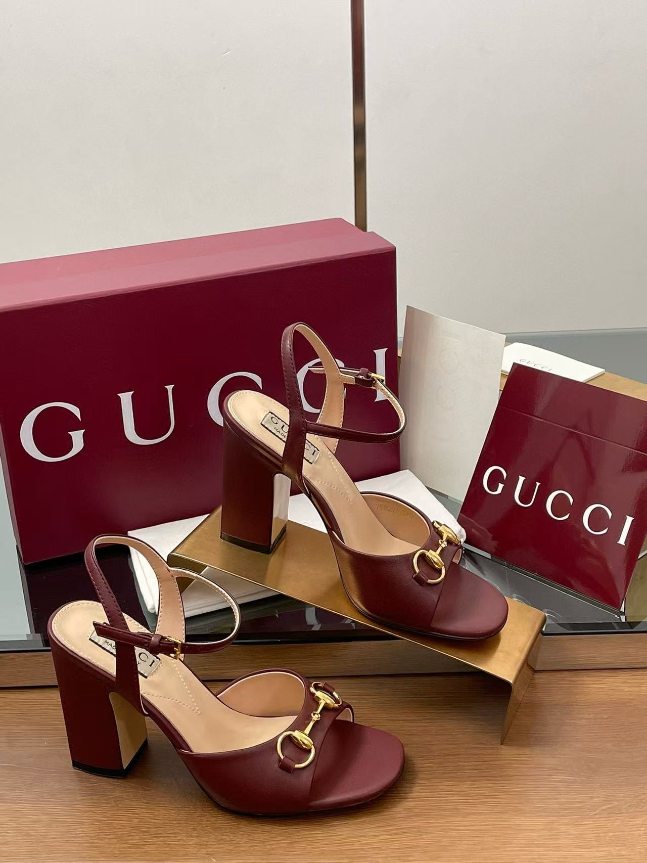 GUCC1 高品質チャンキーハイヒールサンダル【50％割引+送料無料】