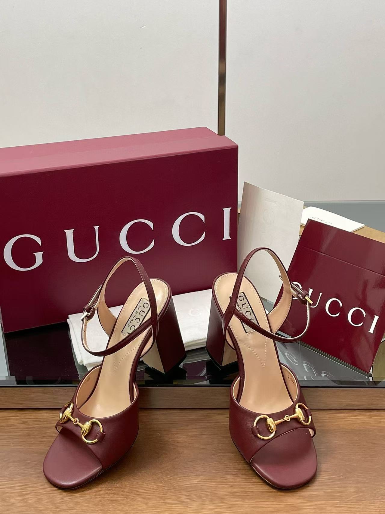 GUCC1 高品質チャンキーハイヒールサンダル【50％割引+送料無料】