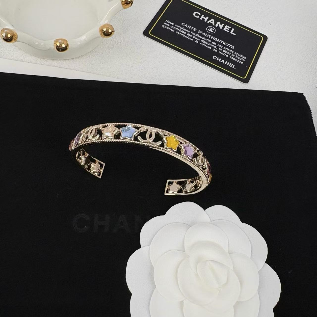 CHANE1 五芒星カラーダイヤモンド中空オープンブレスレット【 50％割引+送料無料】