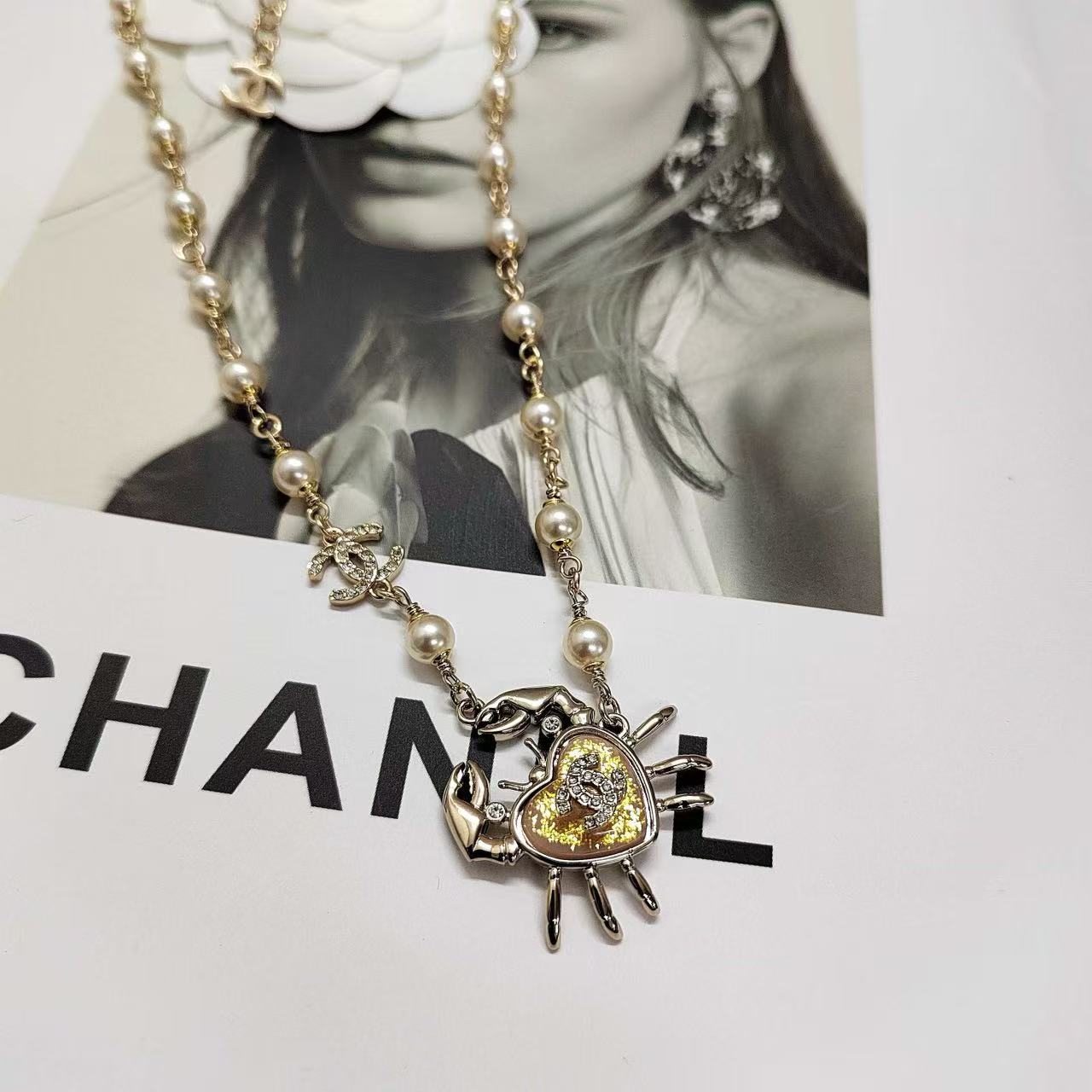 CHANE1 カニダブルCパールネックレス【 50％割引+送料無料】