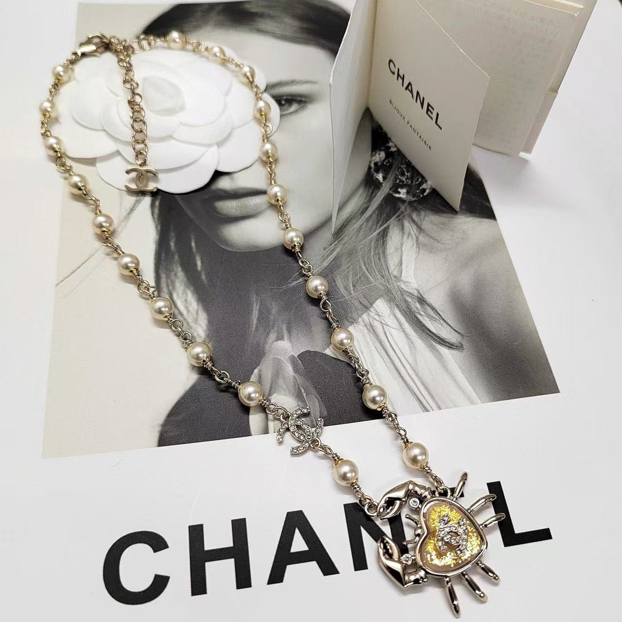 CHANE1 カニダブルCパールネックレス【 50％割引+送料無料】