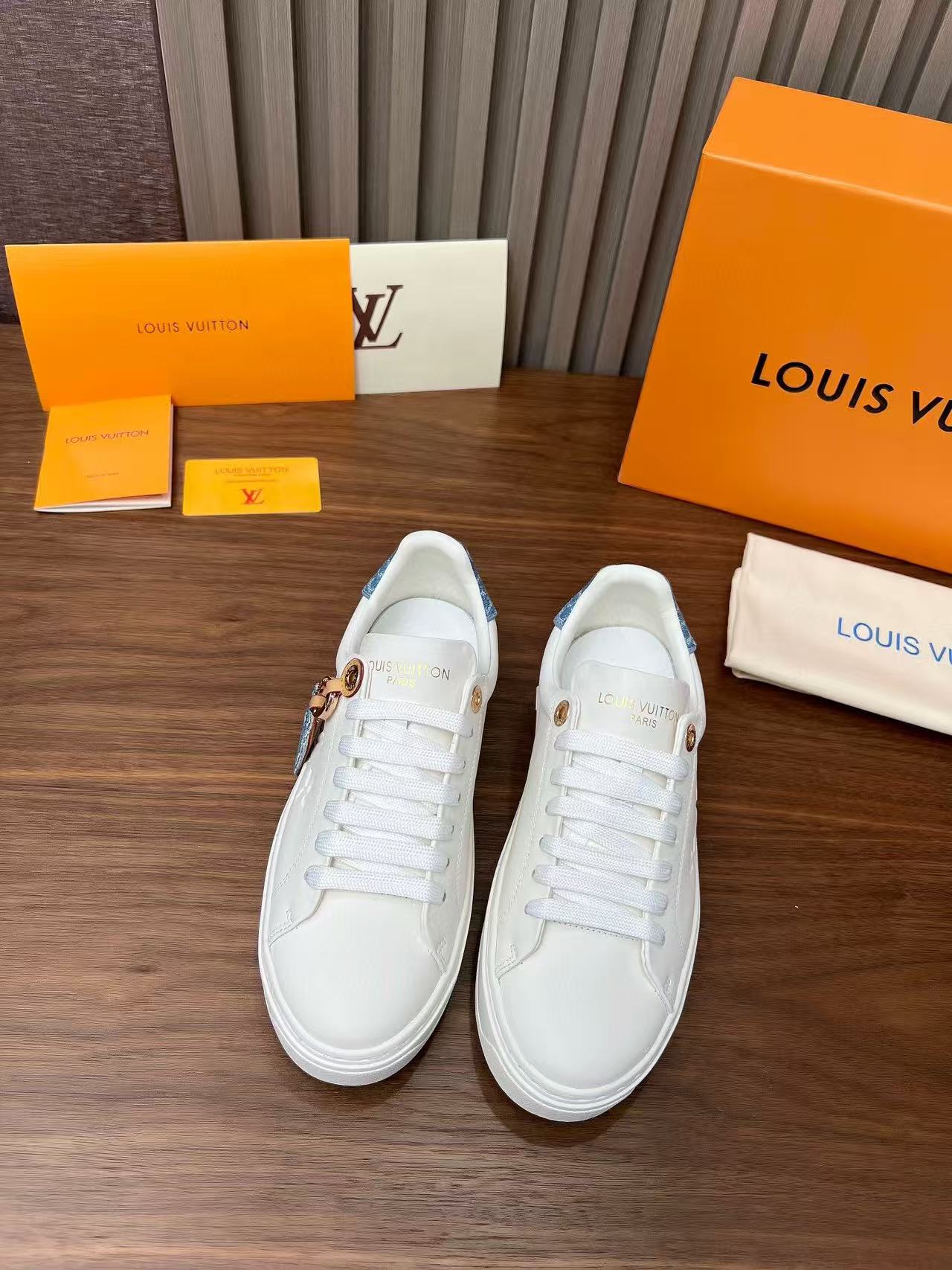 LV パッチワーク デニム ホワイト シューズ【50％割引+送料無料】
