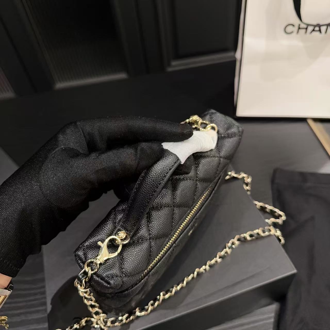 CHANE1 牛革キャビアチェーンバッグ【50％割引+送料無料】