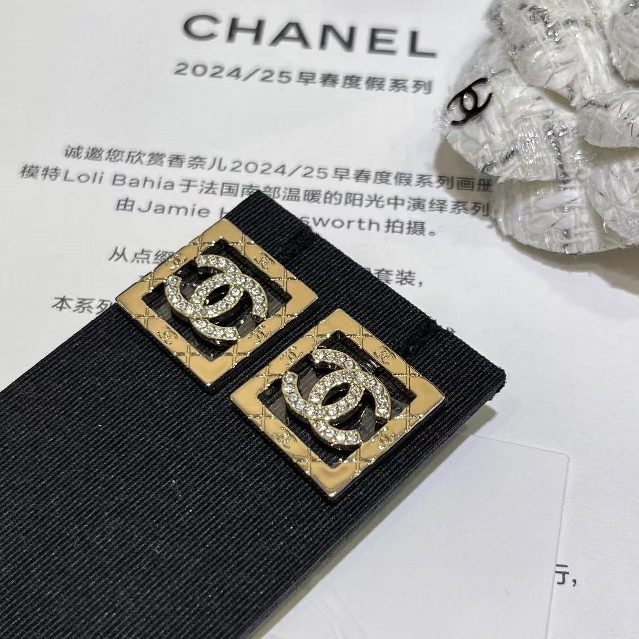 CHANE1 スクエアダブルCイヤリング【 50％割引+送料無料】