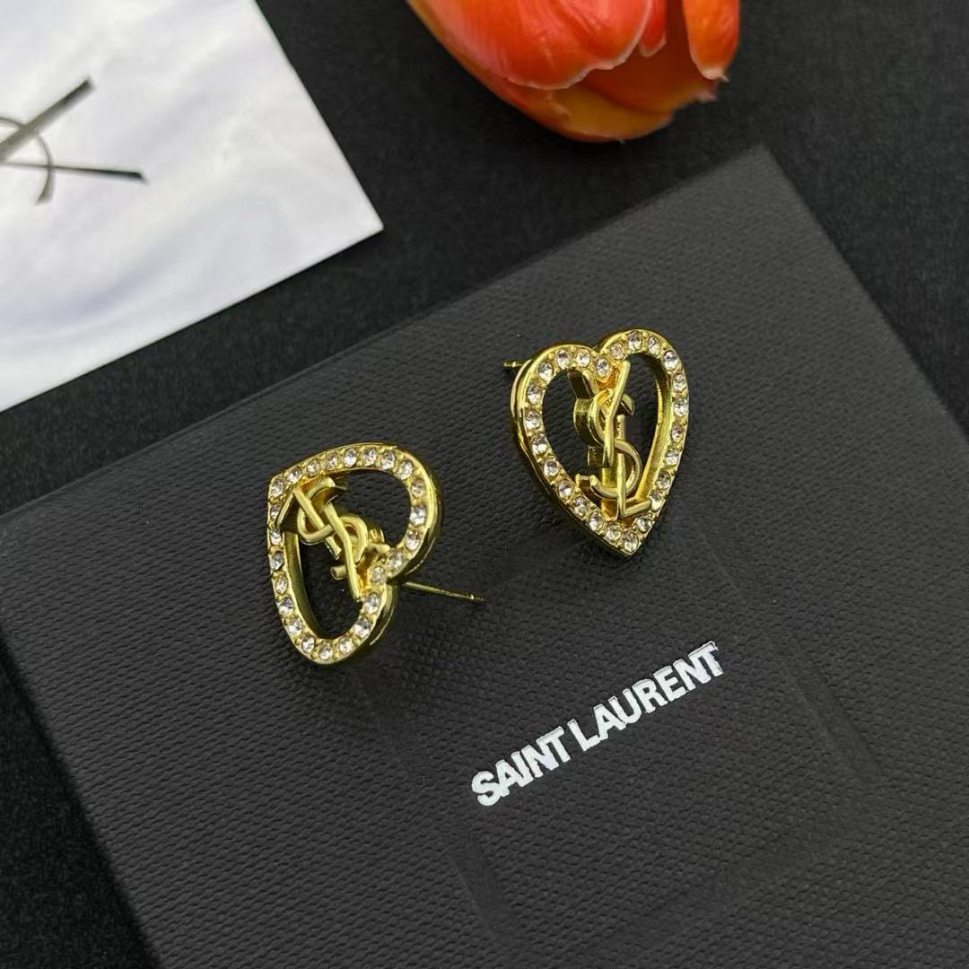 YSL ハート型ダイヤモンドイヤリング【 50%割引+送料無料】