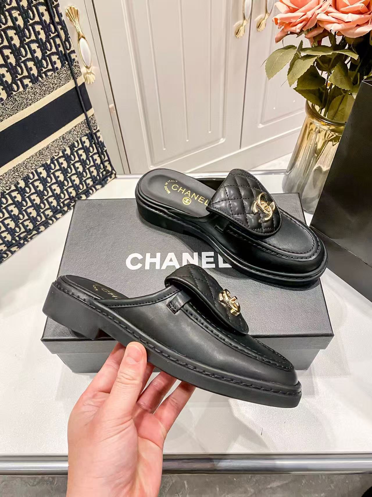 CHANE1 ダブルC スクールバッグ バックルスリッパ【50%割引+送料無料】