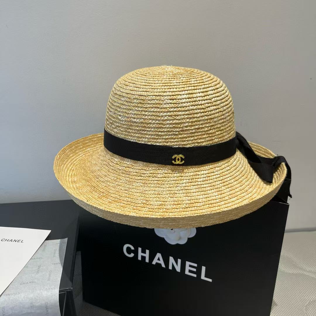CHANE1 シンプルダブルCストローハット【 50％割引+送料無料】