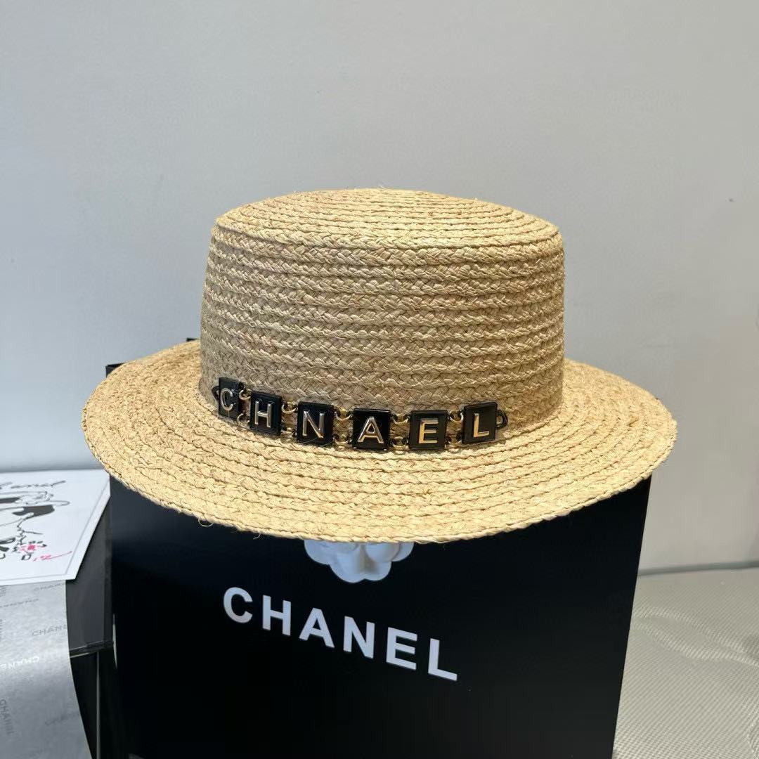 CHANE1 レタリング フラット ラフィア ハット【 50％割引+送料無料】