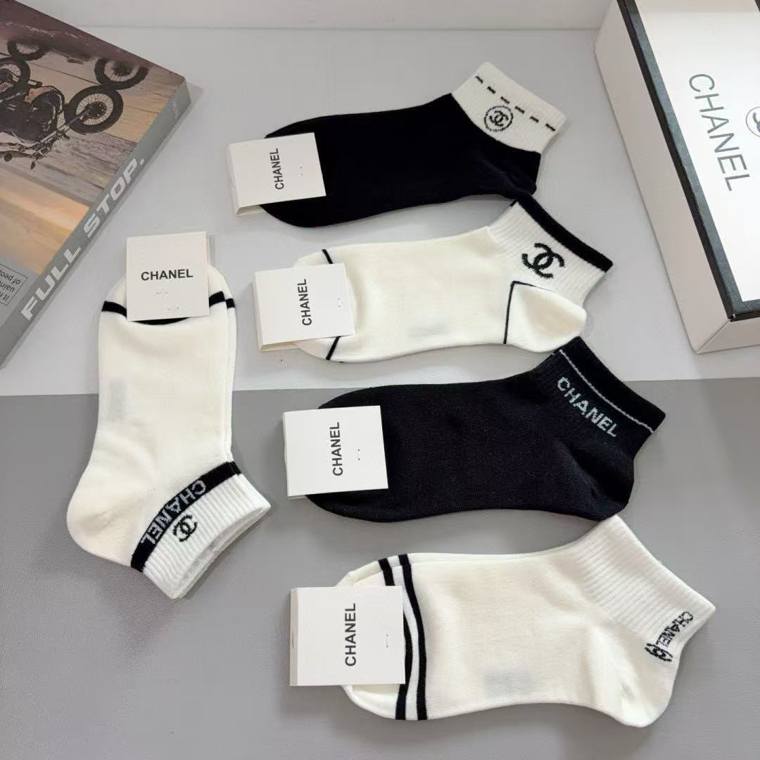 CHANE1 クラシックダブルC ソックス5足組【 50%割引+送料無料】