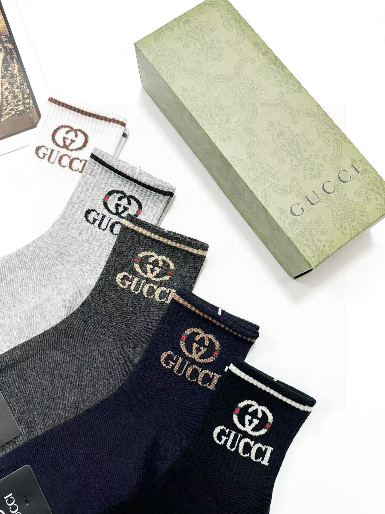 GUCC1クラシックロゴ ダブルCソックス 5足組【 50％割引+送料無料】