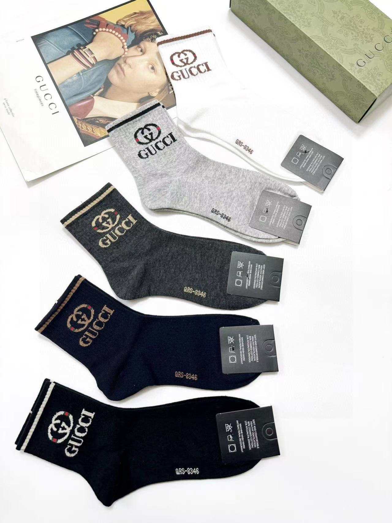 GUCC1クラシックロゴ ダブルCソックス 5足組【 50％割引+送料無料】