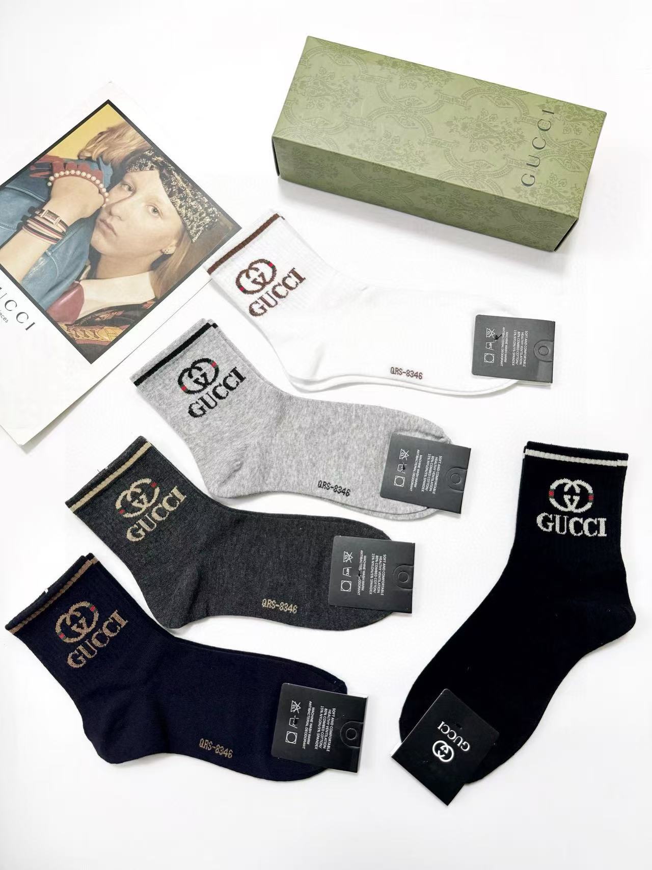 GUCC1クラシックロゴ ダブルCソックス 5足組【 50％割引+送料無料】