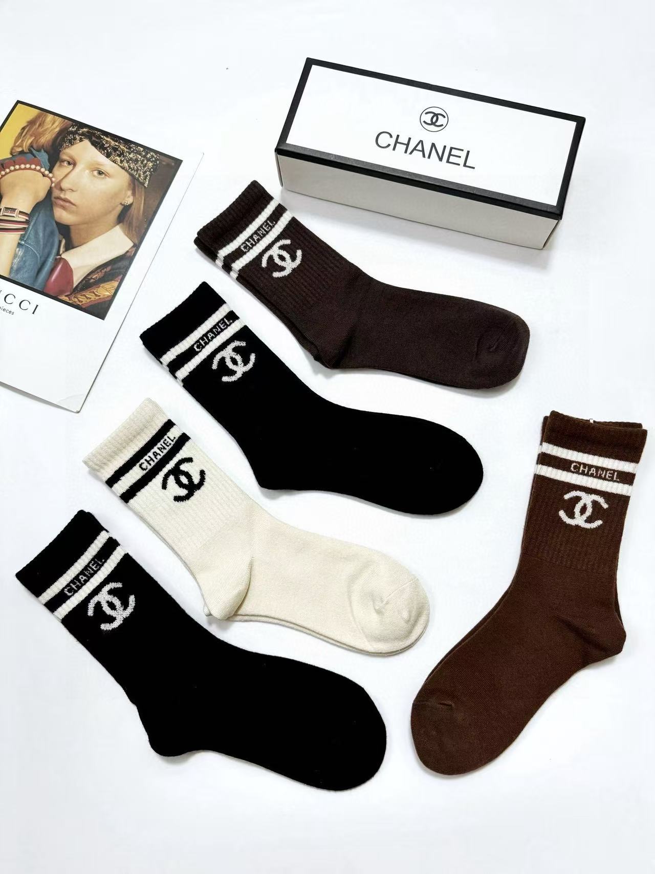 CHANE1足のC文字カシミヤ5足ソックス【 50％割引+送料無料】
