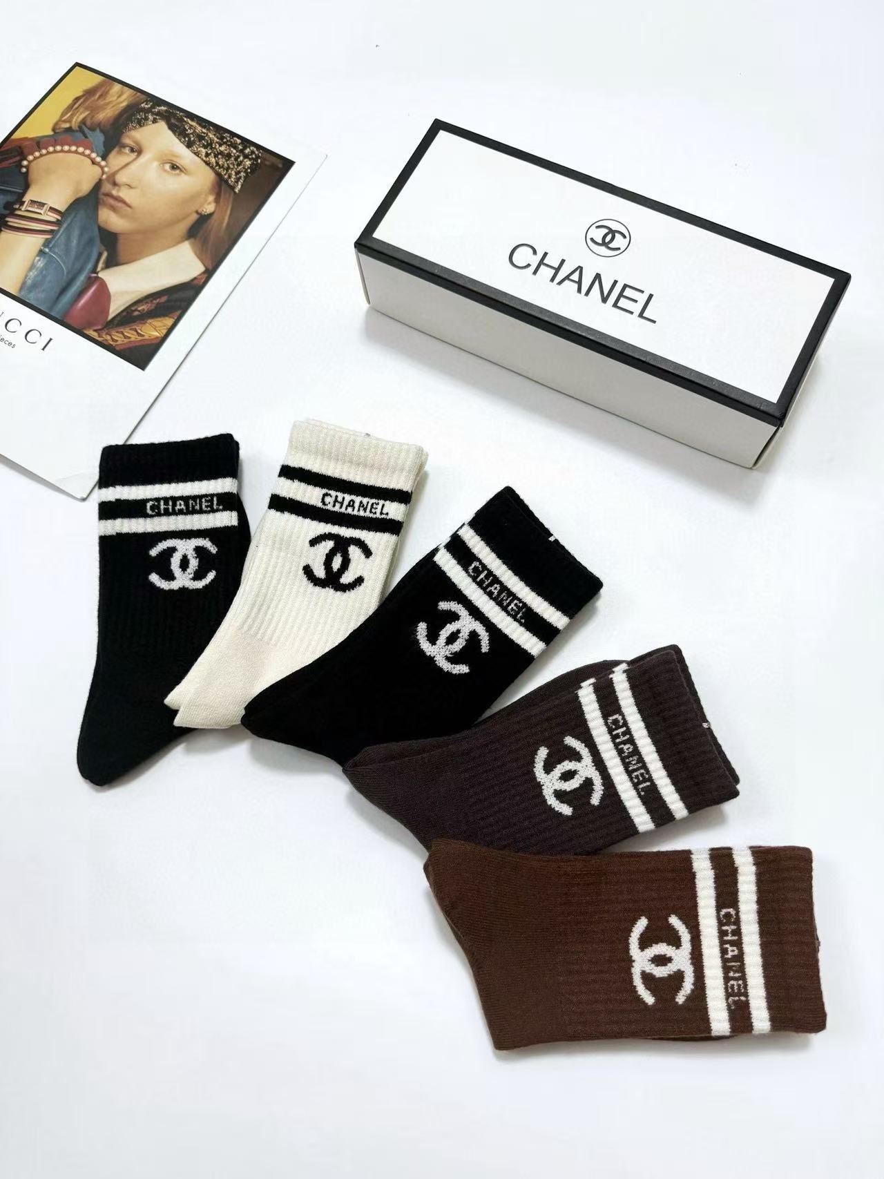 CHANE1足のC文字カシミヤ5足ソックス【 50％割引+送料無料】