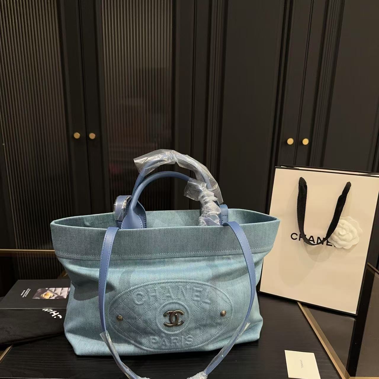 CHANE1 デニムショッピングバッグ【 50％割引+送料無料】