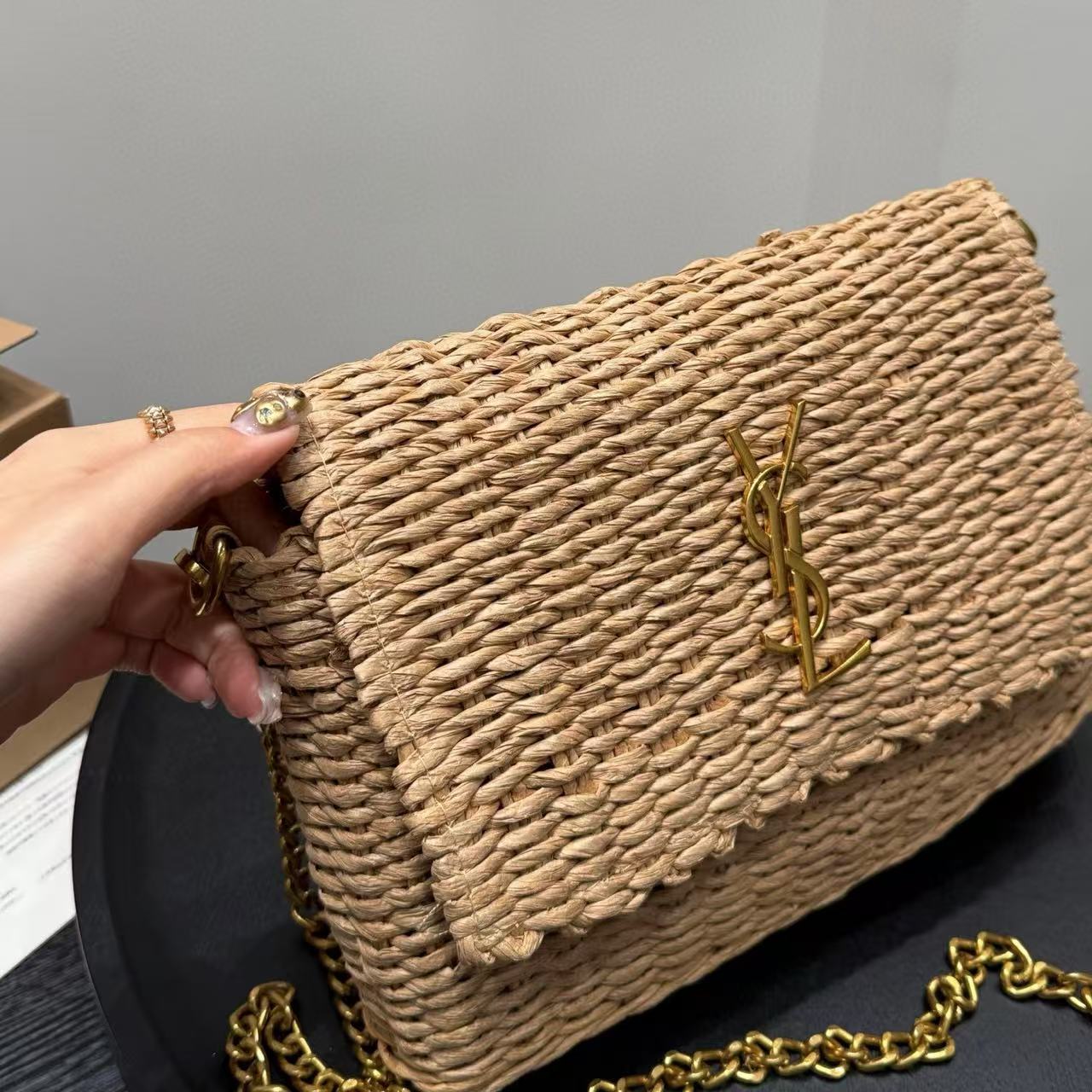 YSL ラフィア織りチェーンバッグ【 50％割引+送料無料】