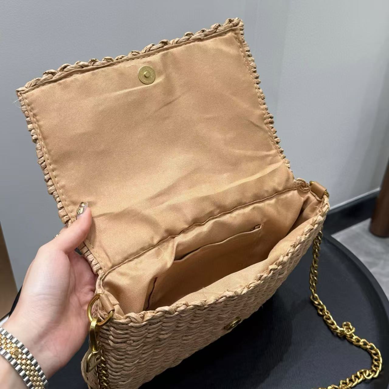 YSL ラフィア織りチェーンバッグ【 50％割引+送料無料】