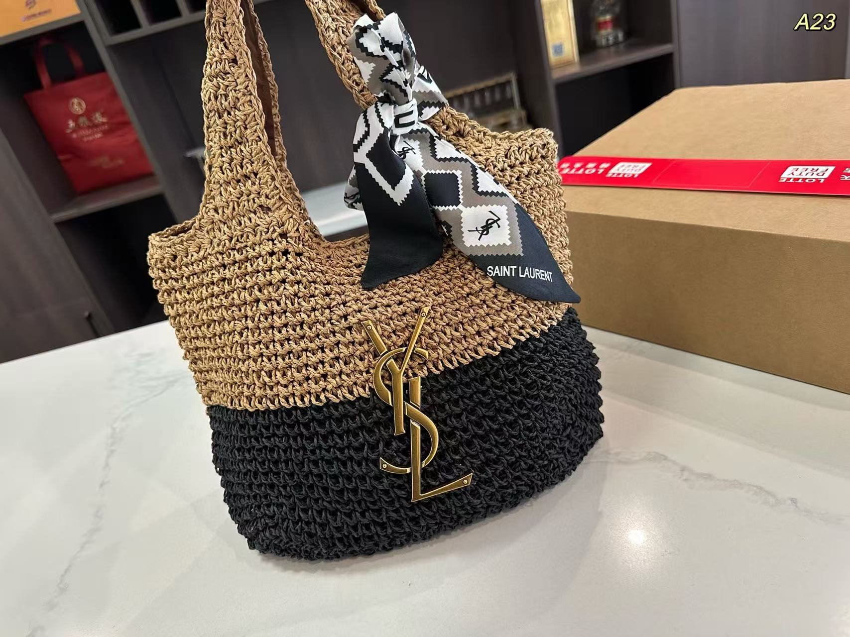 YSLカラーマッチングストローバッグ【 50％割引+送料無料】
