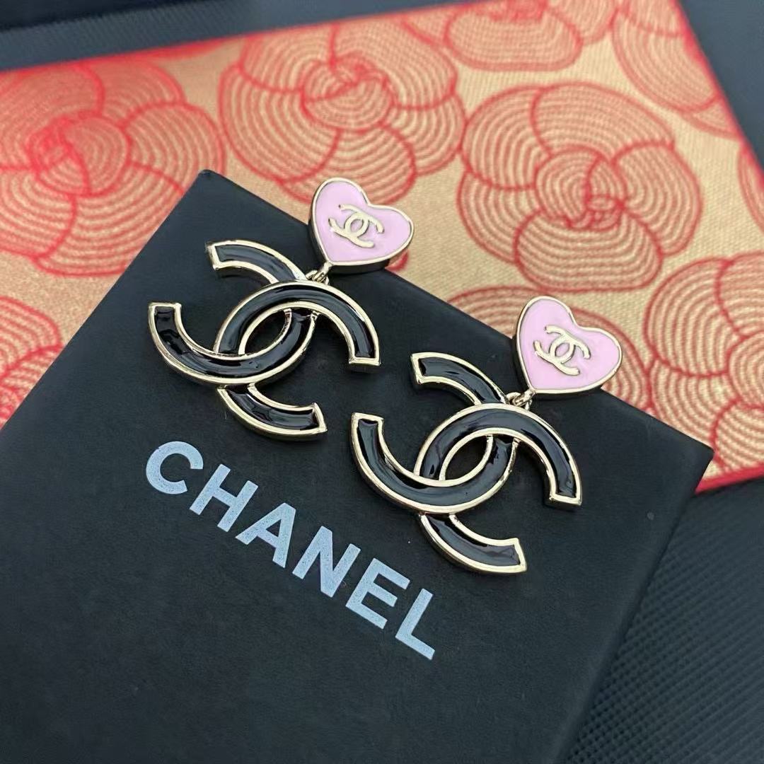 CHANE1 ピーチハート ダブルC イヤリング【 50%割引+送料無料】