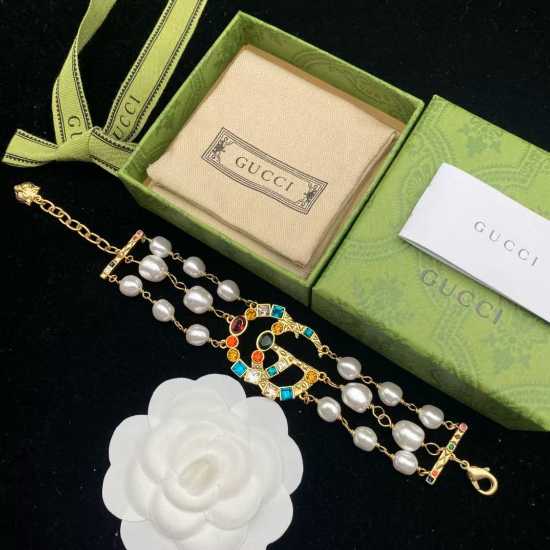 GUCC1 カラージェムストーンパールブレスレット【 50％割引+送料無料】