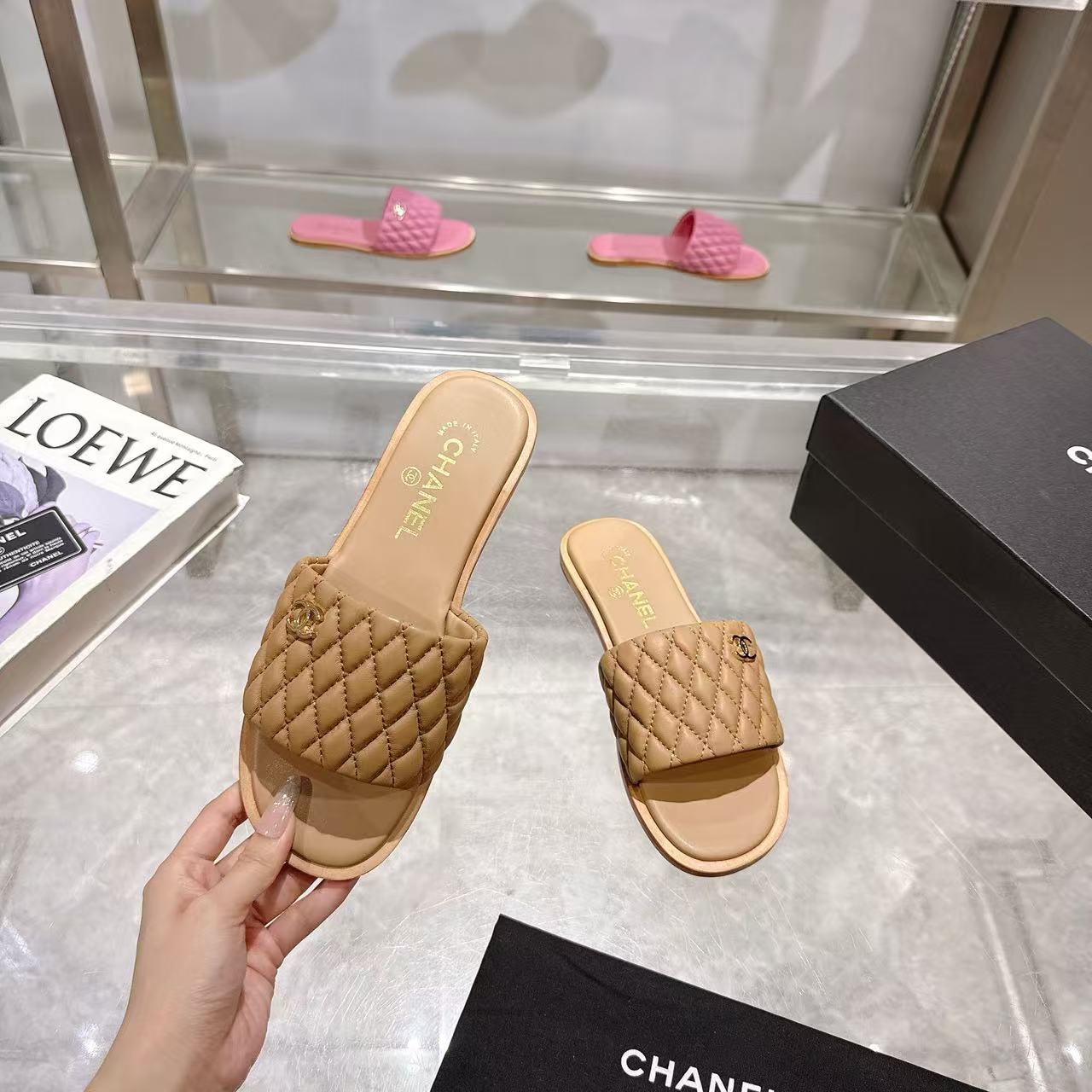 CHANE1 高品質ダブルCシープスキンスリッパ【50％割引+送料無料】