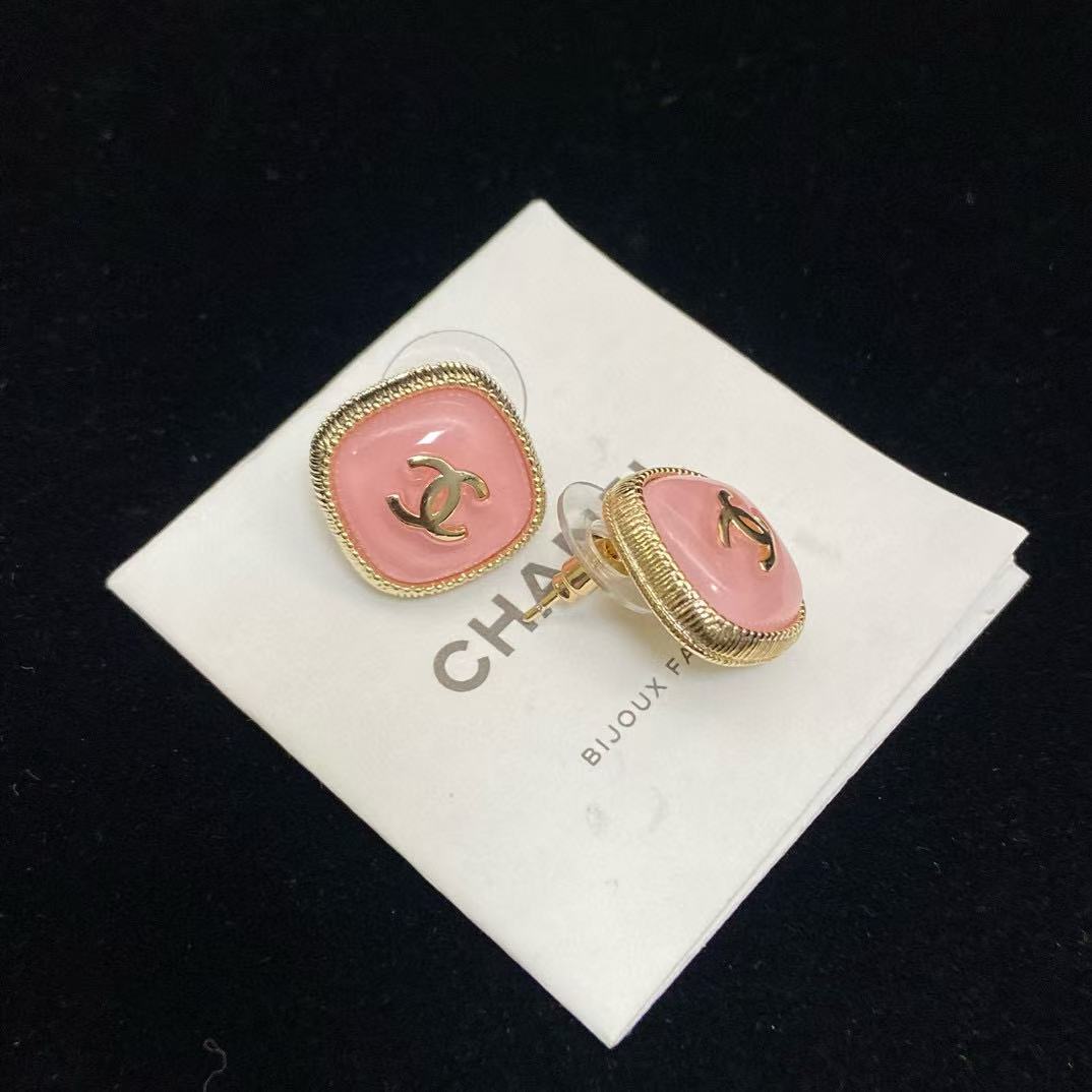 CHANE1 ダブルC ピンクイヤリング【 50%割引+送料無料】