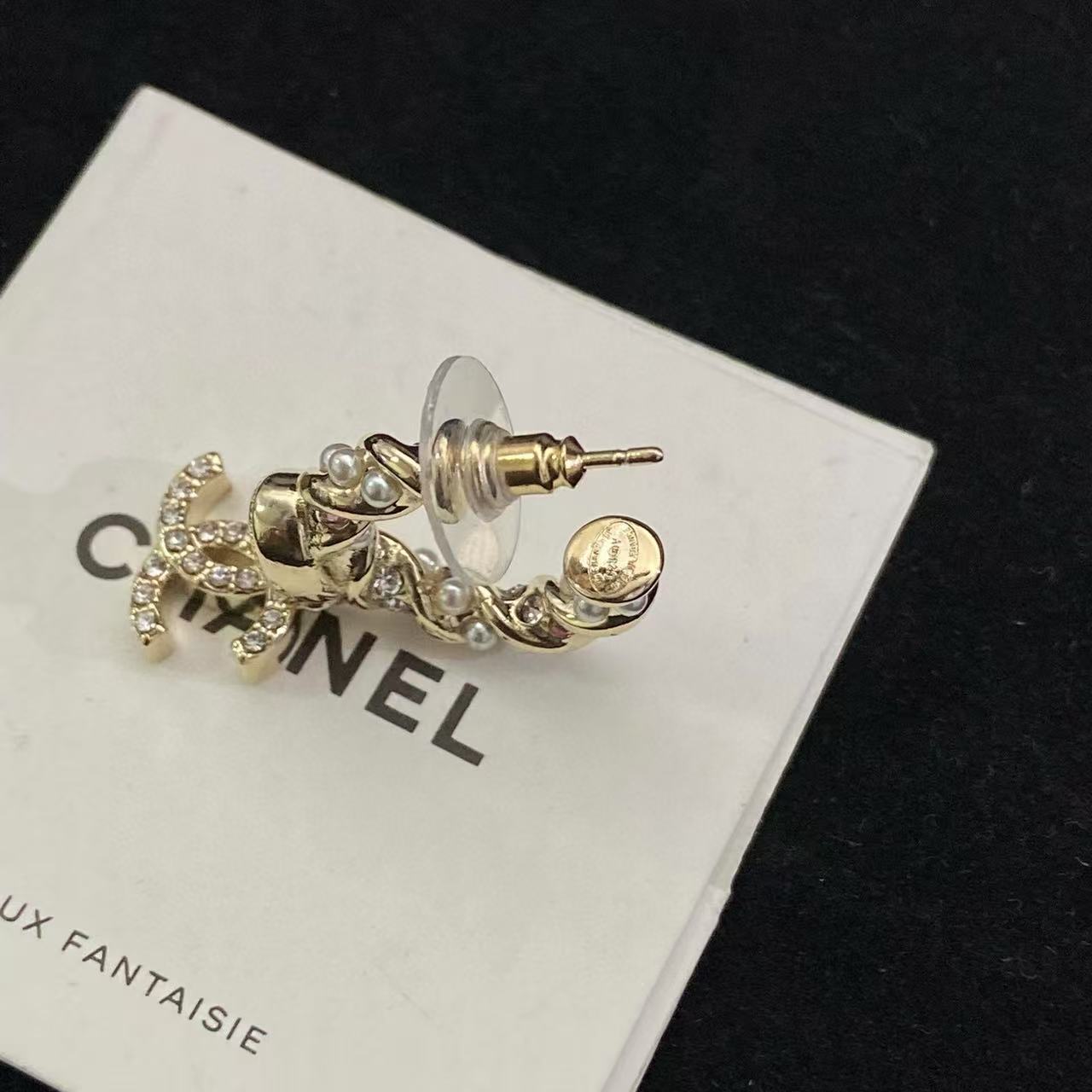 CHANE1 ピンクダイヤモンド ダブルC ダイヤモンドイヤリング【 50％割引+送料無料】
