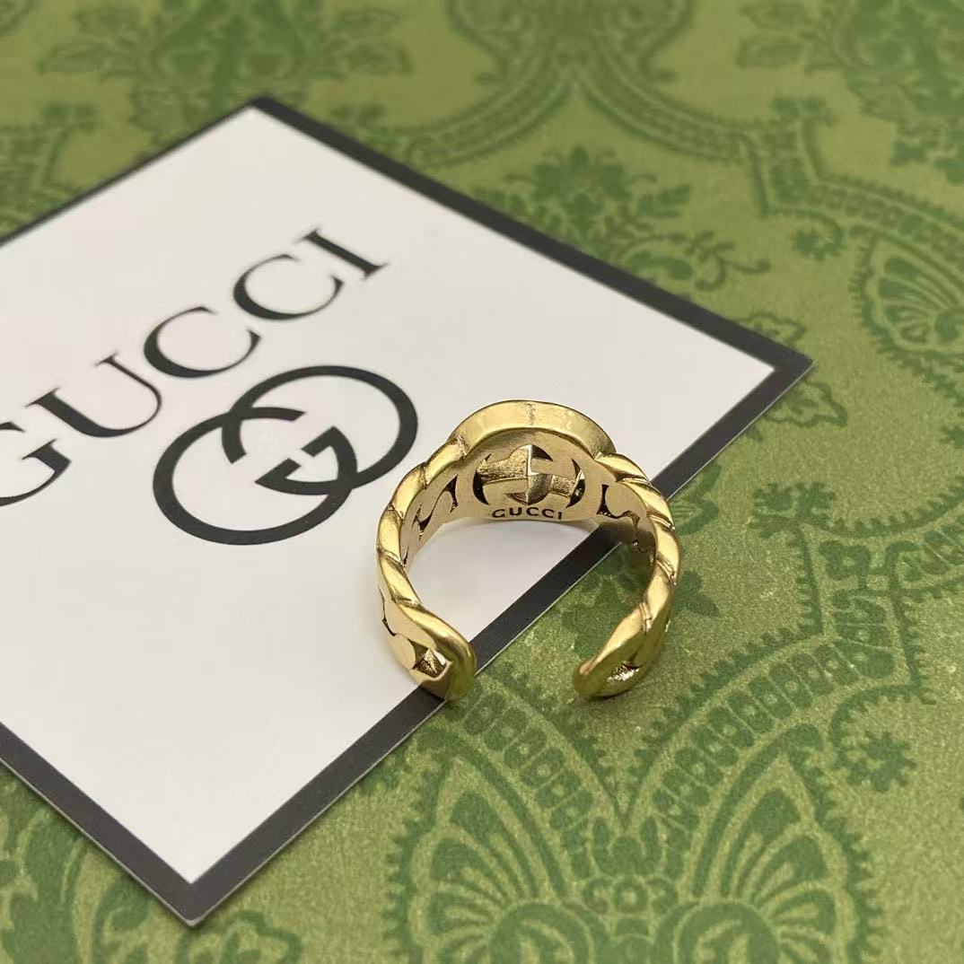 GUCC1 ダブルG インターロッキングリング【 50％割引+送料無料】