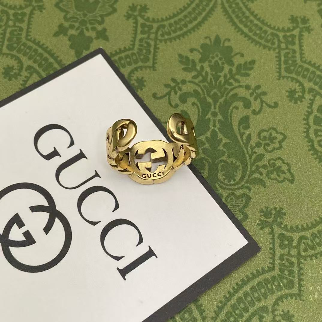 GUCC1 ダブルG インターロッキングリング【 50％割引+送料無料】