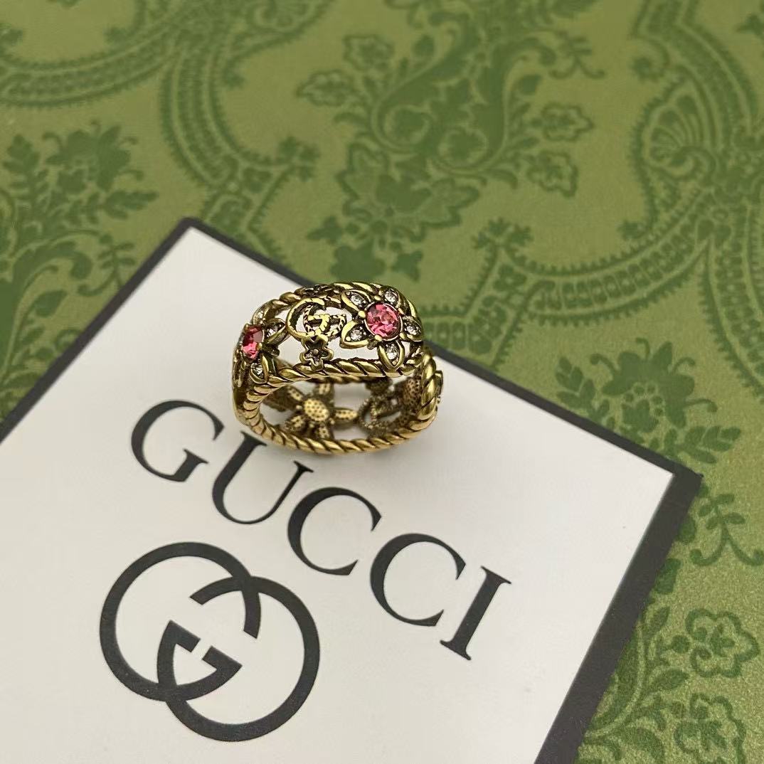 GUCC1 ダブルG ピンクダイヤモンドリング【50％割引+送料無料】