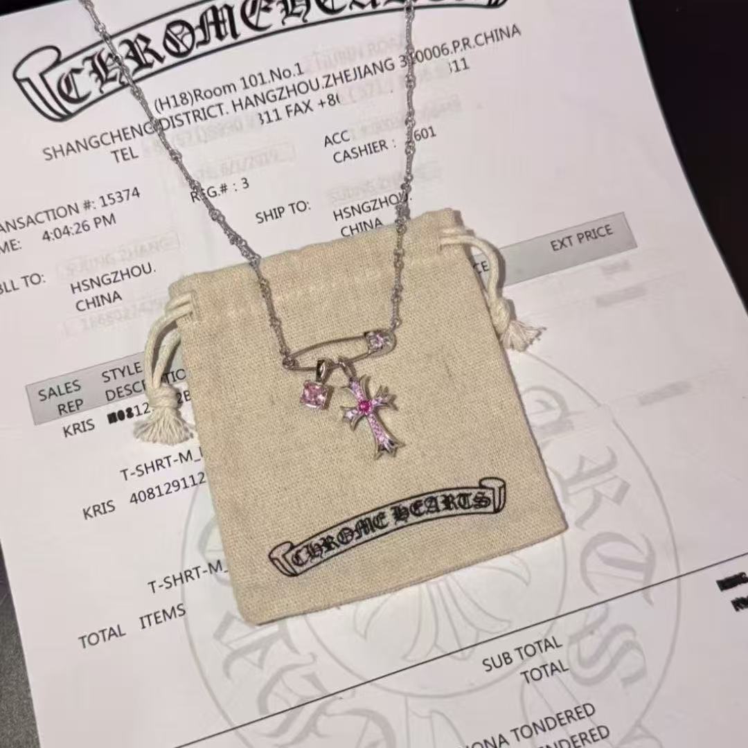 Chr0me Hearts ピンククロスネックレス【 50％割引+送料無料】