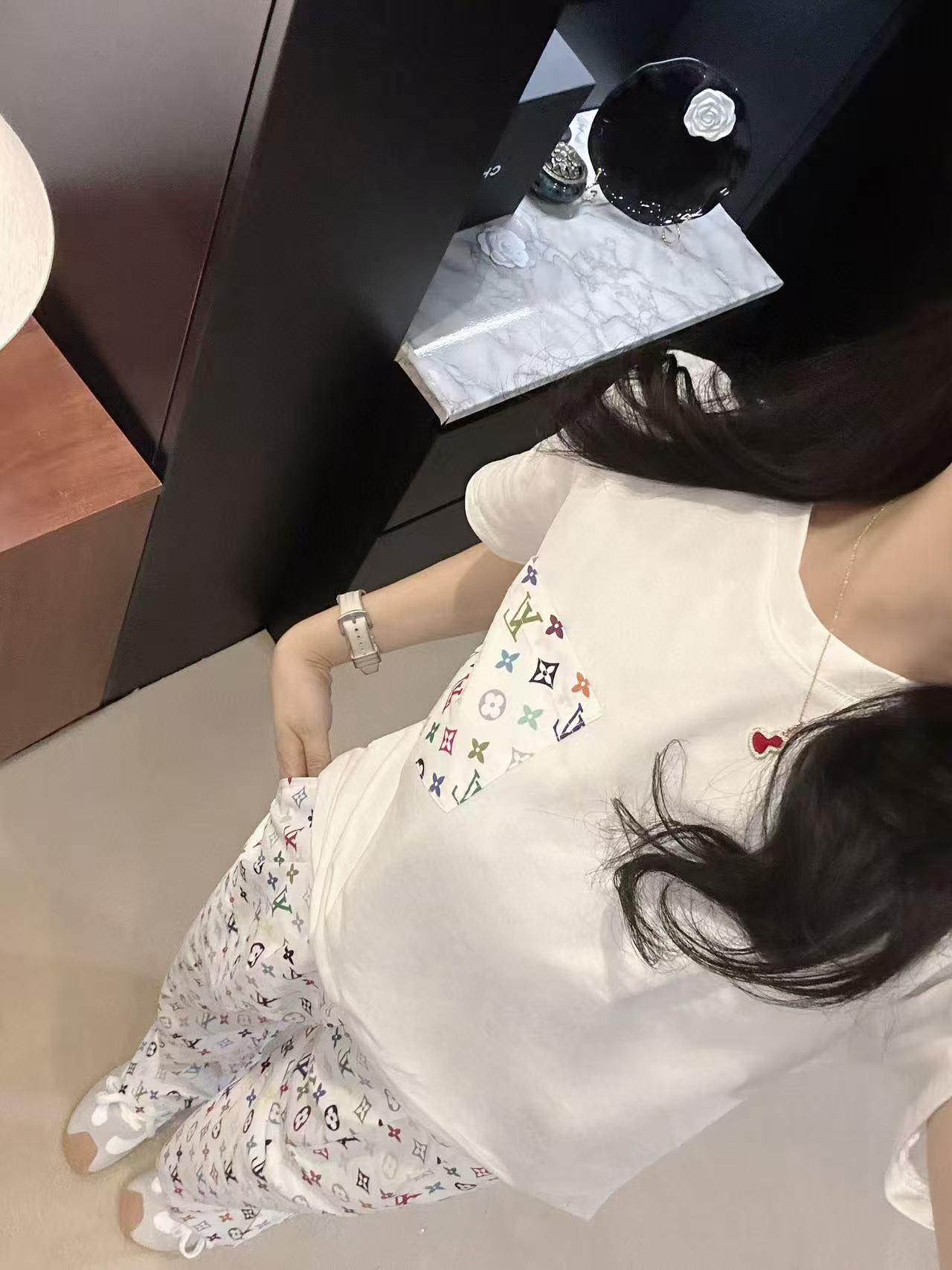 LVポケットTシャツ+パンツのツーピースセット【50％割引+送料無料】