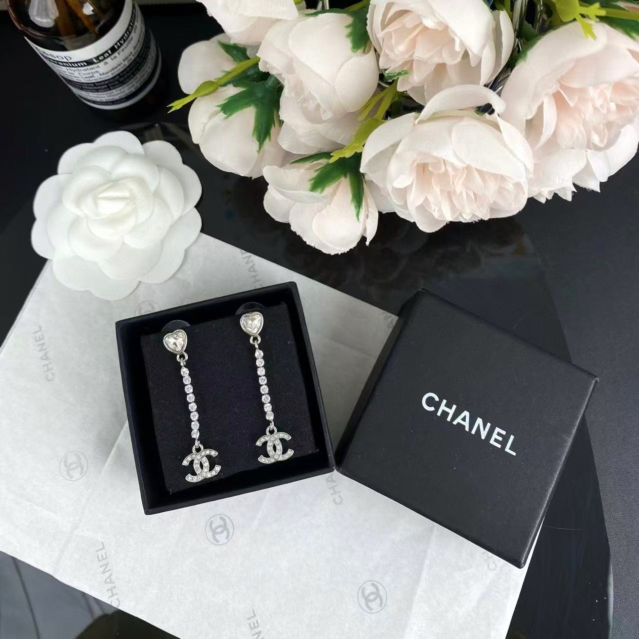 CHANE1 ピーチハート ダブルC イヤリング【 50％割引+送料無料】