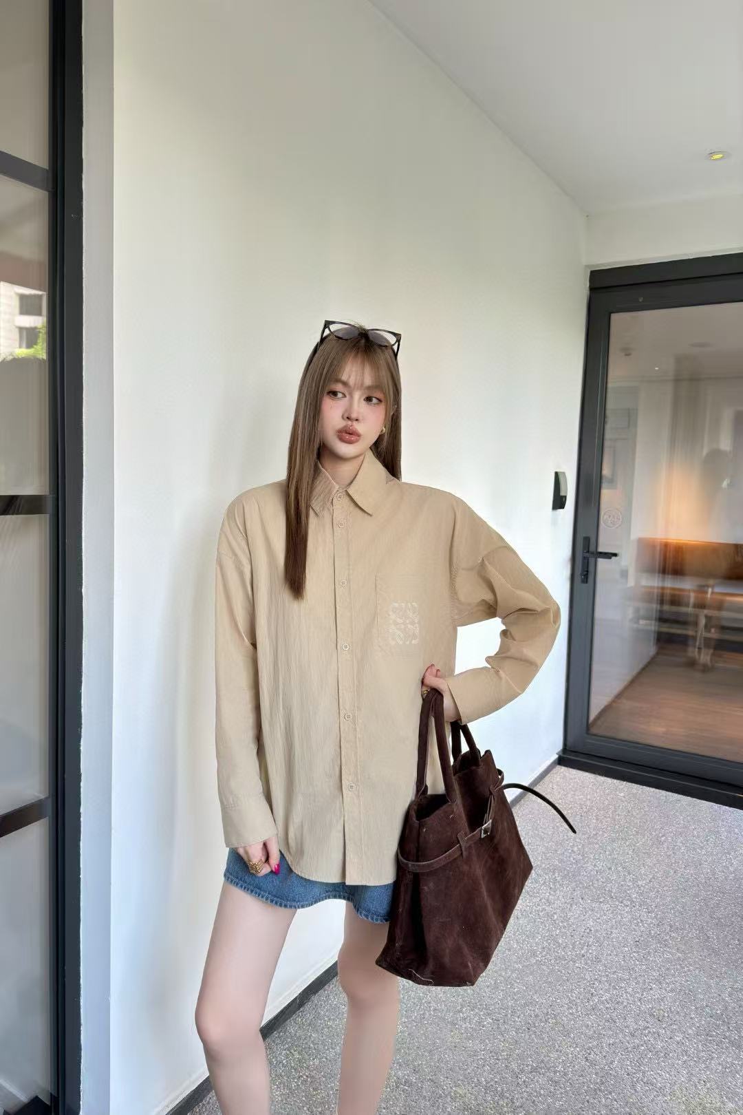 L0WEW 刺繍ロゴシャツ【50％割引+送料無料】